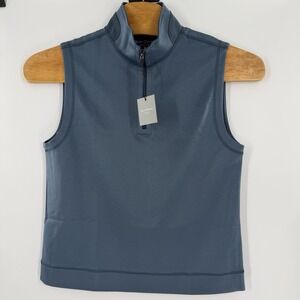 Hickey Freeman Denim Blue Vest Men's M Athleisure 1/4 Zip Pullover Stretch